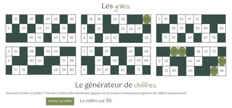 Grilles validées du jeu bingo en Javascript