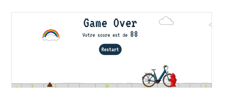 Game Over du jeu développé en javascript