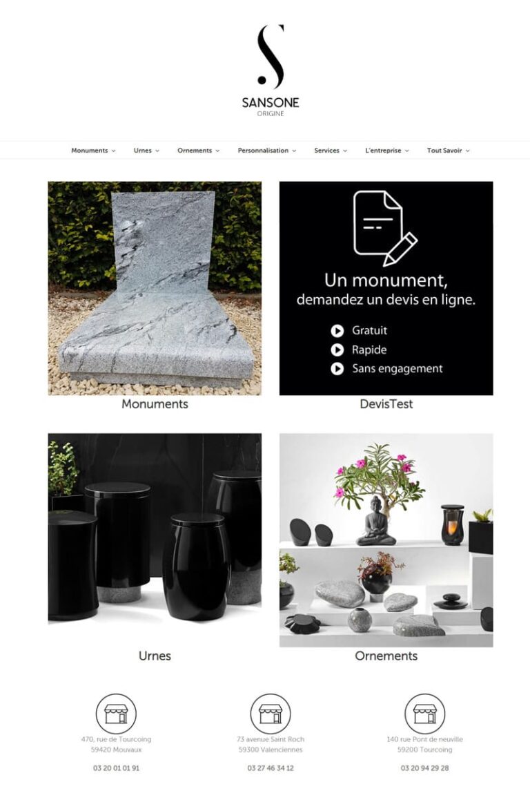 Homepage Sansone Origine WordPress