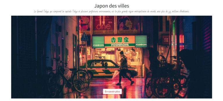 Partie de page Japon développé en Javascript